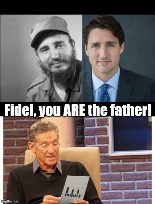 Fidel, you ARE the father! | image tagged in trudeau/castro,maury povich | made w/ Imgflip meme maker