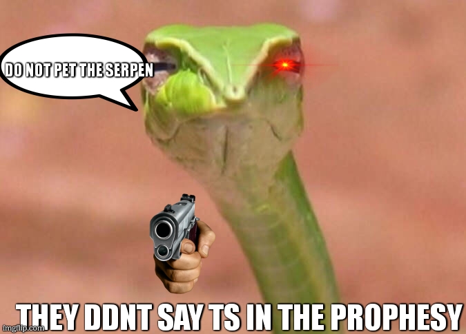 Skeptical snake | DO NOT PET THE SERPEN THEY DDNT SAY TS IN THE PROPHESY | image tagged in skeptical snake | made w/ Imgflip meme maker