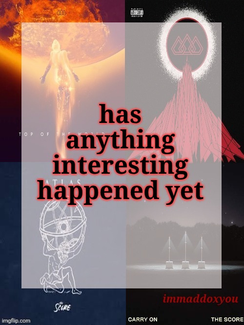 probably not | has anything interesting happened yet | image tagged in immaddoxyou's epic asf the score announcement temp | made w/ Imgflip meme maker