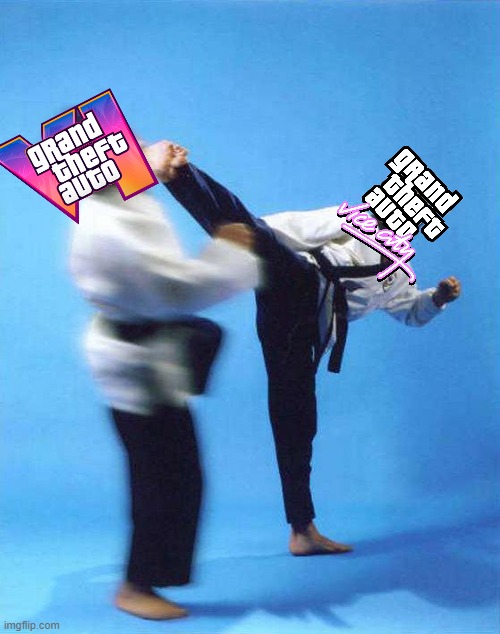 GTA Vice City | image tagged in roundhouse kick chuck norris | made w/ Imgflip meme maker