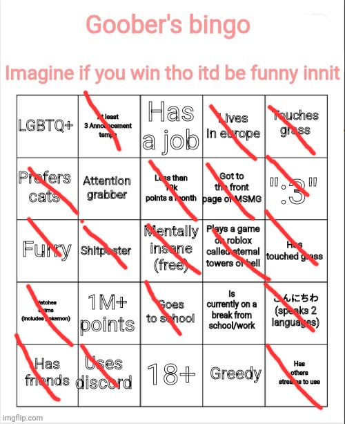 My bingo | image tagged in my bingo | made w/ Imgflip meme maker
