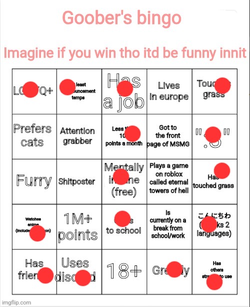 My bingo | image tagged in my bingo | made w/ Imgflip meme maker