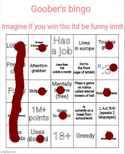 My bingo | image tagged in my bingo | made w/ Imgflip meme maker