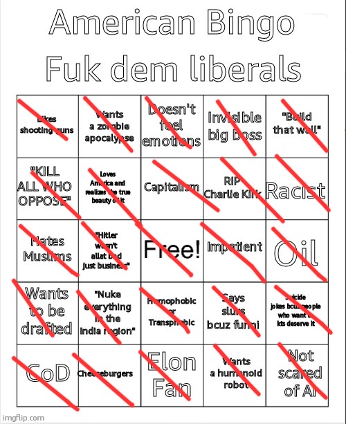 American bingo | image tagged in american bingo | made w/ Imgflip meme maker