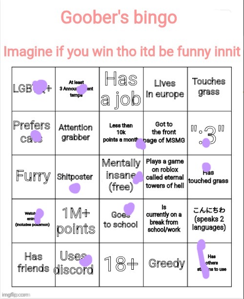 My bingo | image tagged in my bingo | made w/ Imgflip meme maker