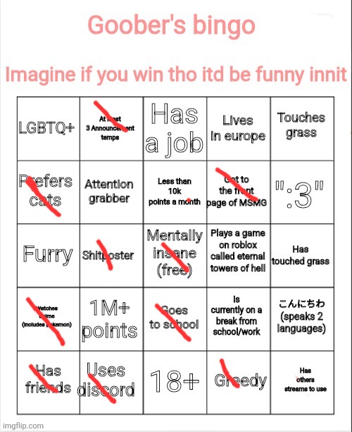 My bingo | image tagged in my bingo | made w/ Imgflip meme maker