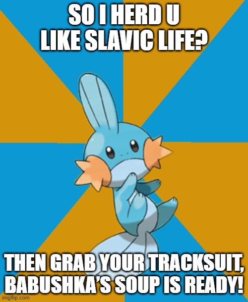 So i herd u liek mudkipz? | SO I HERD U LIKE SLAVIC LIFE? THEN GRAB YOUR TRACKSUIT, BABUSHKA’S SOUP IS READY! | image tagged in so i herd u liek mudkipz,slavic lives matter,black lives matter | made w/ Imgflip meme maker