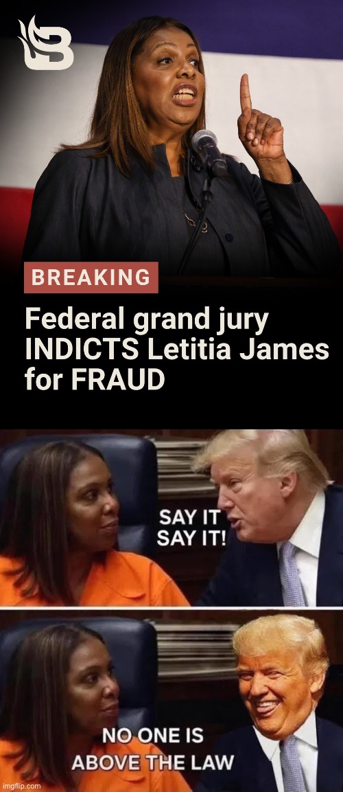 Say it, Big Tish, say it… | image tagged in political meme,big tish,no one is above the law,president trump,say it | made w/ Imgflip meme maker