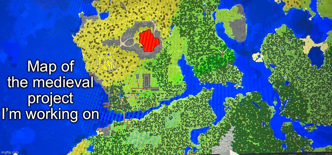 5 upvotes and I post a view of it at night time. 2 and I show the volcano | Map of the medieval project I’m working on | made w/ Imgflip meme maker