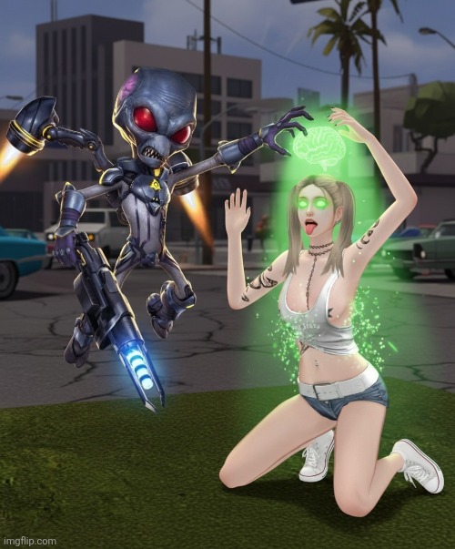 Slut vs Alien | image tagged in girl vs alien,slut,girl | made w/ Imgflip meme maker