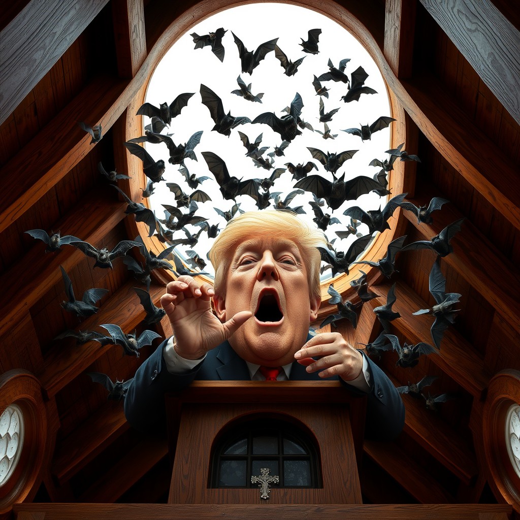 Trump? Check. Bats? Check. Belfry? Check. crazy insane senile Blank Meme Template