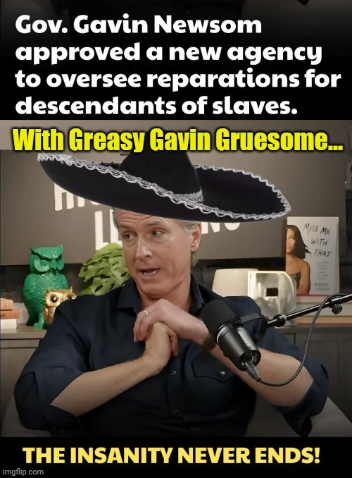 Greasy Gavin Newsom has another bad idea | image tagged in grease,hair,gavin,idiot | made w/ Imgflip meme maker