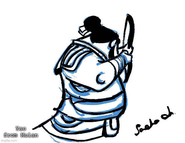 Yao from Mulan | Yao from Mulan | image tagged in mulan,disney,sketch,character design | made w/ Imgflip meme maker