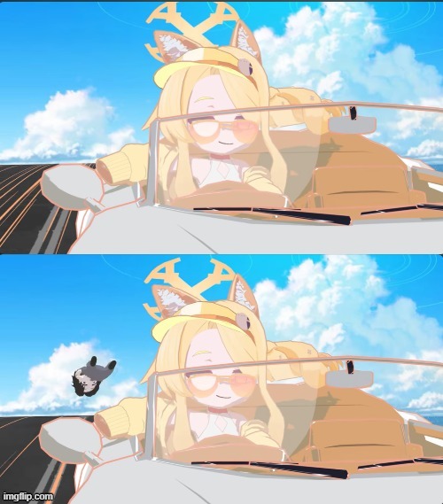 Seia hitting sensei with her car | image tagged in seia hitting sensei with her car | made w/ Imgflip meme maker