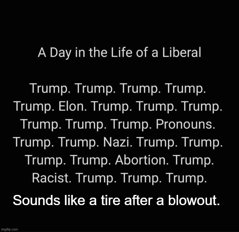 Sounds like a tire after a blowout. | Sounds like a tire after a blowout. | image tagged in blowout,tires,trump derangement syndrome,full retard,stupid people be like,stupid liberals | made w/ Imgflip meme maker