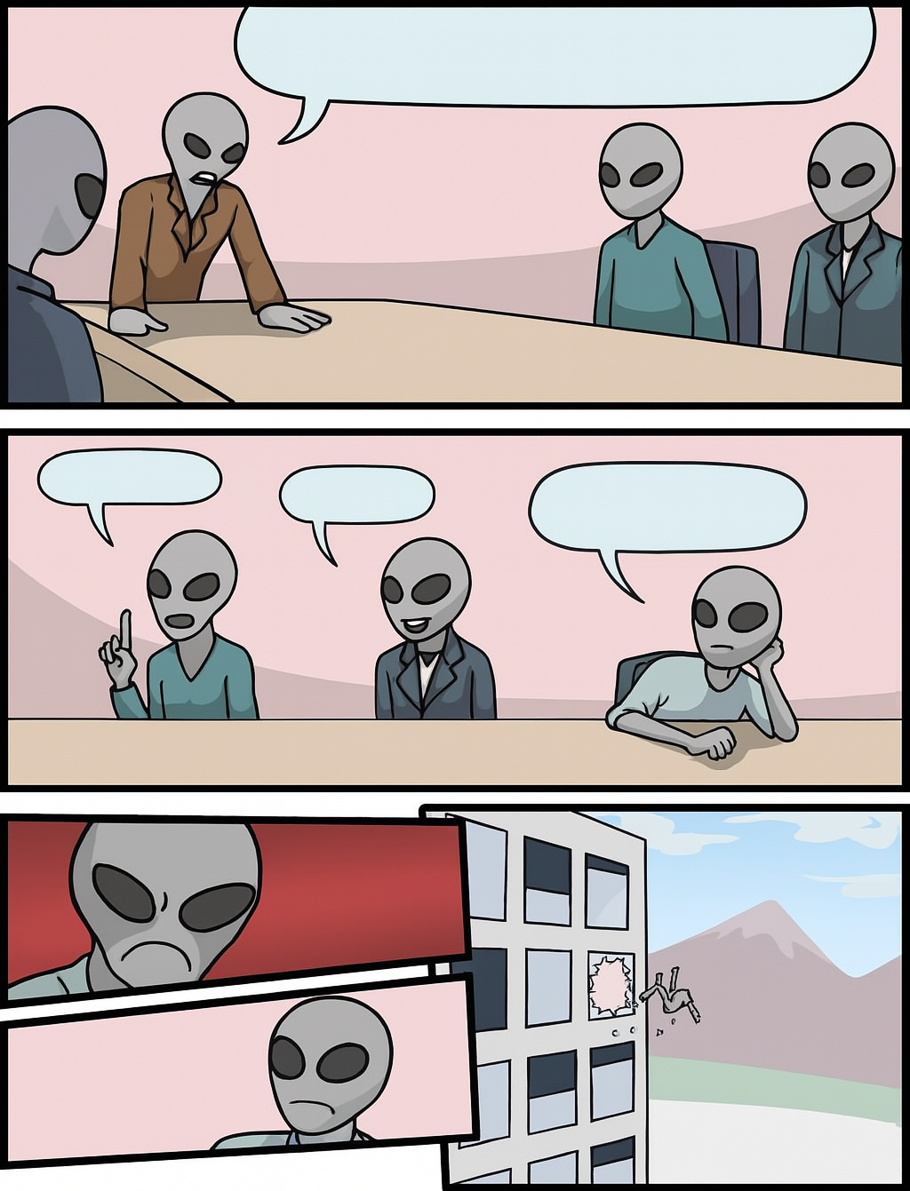 Alien Boardroom Meeting Suggestion Blank Meme Template