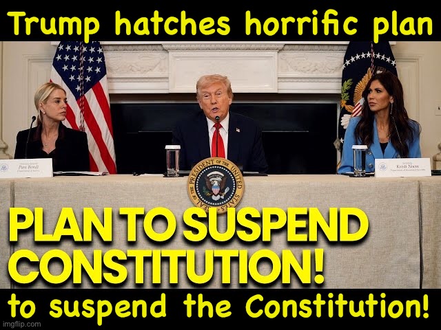 https://m.youtube.com/watch?v=mE6YAXOsMhs | Trump hatches horrific plan; to suspend the Constitution! | image tagged in adolf trump | made w/ Imgflip meme maker