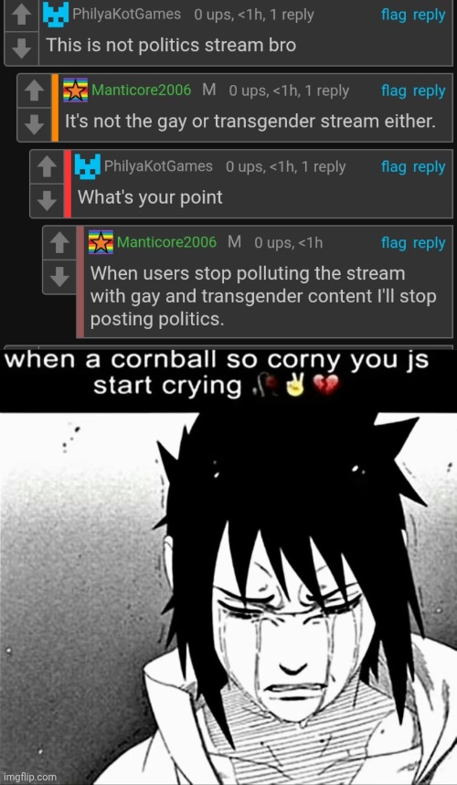 image tagged in when a cornball so corny you js start crying | made w/ Imgflip meme maker