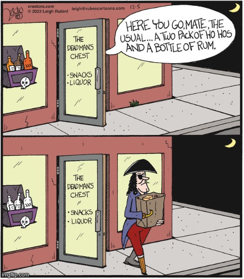 Rubes | image tagged in comics,rubes,pirate,liquor store,ho ho,bottle of rum | made w/ Imgflip meme maker