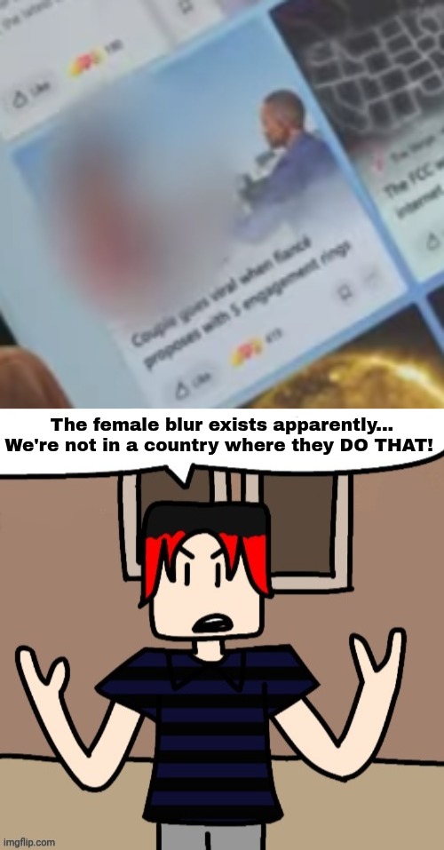 William when a ridiculous practice exists (Mendelevia is an atheist country) | The female blur exists apparently... We're not in a country where they DO THAT! | image tagged in william,memes,cursed,youtube | made w/ Imgflip meme maker