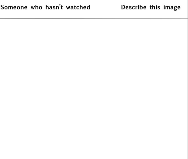 Someone who hasn’t watched ___ describe this image Blank Meme Template