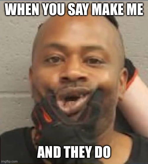 Make me | WHEN YOU SAY MAKE ME; AND THEY DO | image tagged in make me,mugshot,funny,police,jail,memes | made w/ Imgflip meme maker