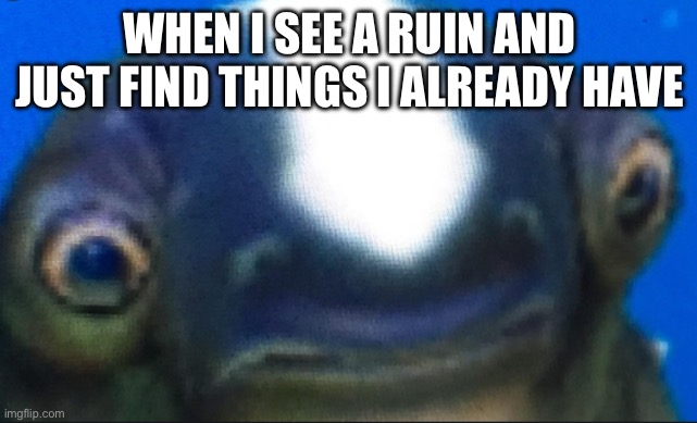subnautica seamoth cuddlefish | WHEN I SEE A RUIN AND JUST FIND THINGS I ALREADY HAVE | image tagged in subnautica seamoth cuddlefish | made w/ Imgflip meme maker