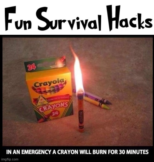 Don't tell me you don't learn here at ImgFlip! | image tagged in vince vance,survival,hacks,memes,helpful hints,crayons | made w/ Imgflip meme maker