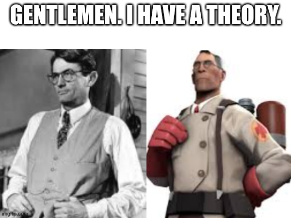 THEY LOOK TO MUCH ALIKE! TELL ME I'M WRONG! | GENTLEMEN. I HAVE A THEORY. | image tagged in to kill a mockingbird,tf2,look alikes,funny,memes | made w/ Imgflip meme maker