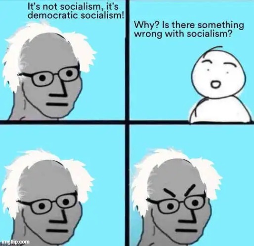 It's the same picture | image tagged in socialism,democratic socialism,communism socialism,get it,dumb people | made w/ Imgflip meme maker