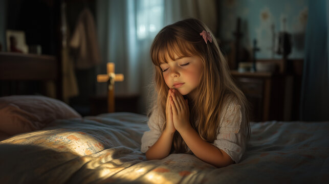 Little Girl Praying Prayer Christian Jesus God Blank Meme Template