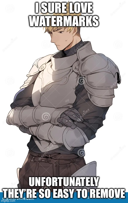 I SURE LOVE WATERMARKS; UNFORTUNATELY THEY’RE SO EASY TO REMOVE | made w/ Imgflip meme maker