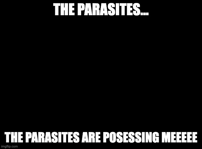 dibinodiabodub | THE PARASITES... THE PARASITES ARE POSESSING MEEEEE | image tagged in blank black | made w/ Imgflip meme maker