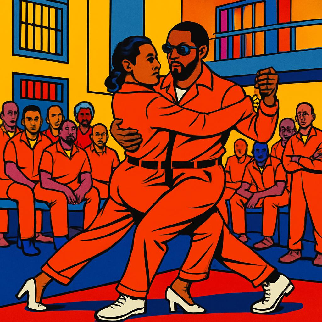 Diddy and R. Kelly performing the tango. Blank Meme Template