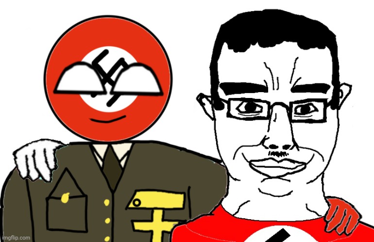 Chudjak and Chudded up NS Germany (countryhumans) | image tagged in shitpost,soyjak,countryhumans | made w/ Imgflip meme maker