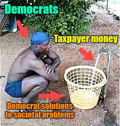 We just need to "invest" more in _____ | Democrats; Taxpayer money; Democrat solutions to societal problems | image tagged in democrats,taxes,welfare,solutions | made w/ Imgflip meme maker