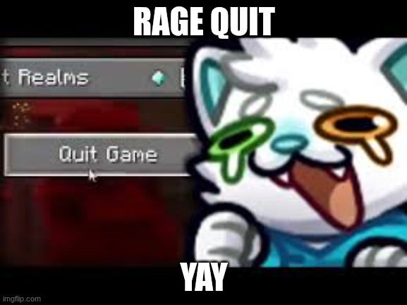 rage quit | RAGE QUIT; YAY | image tagged in rage quit | made w/ Imgflip meme maker