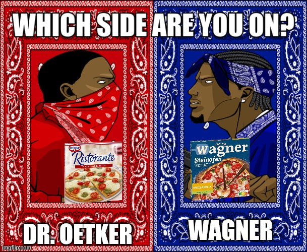 um.... | DR. OETKER; WAGNER | image tagged in which side are you on,dr oetker,wagner,pizza,memes,random | made w/ Imgflip meme maker