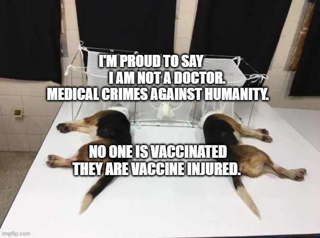Anthony Fauci Loves Dogs and People | I'M PROUD TO SAY             I AM NOT A DOCTOR. MEDICAL CRIMES AGAINST HUMANITY. NO ONE IS VACCINATED THEY ARE VACCINE INJURED. | image tagged in anthony fauci loves dogs and people | made w/ Imgflip meme maker