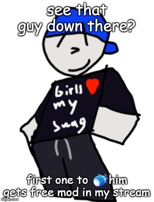 get moabed | see that guy down there? first one to      him gets free mod in my stream | image tagged in girls love my swag | made w/ Imgflip meme maker