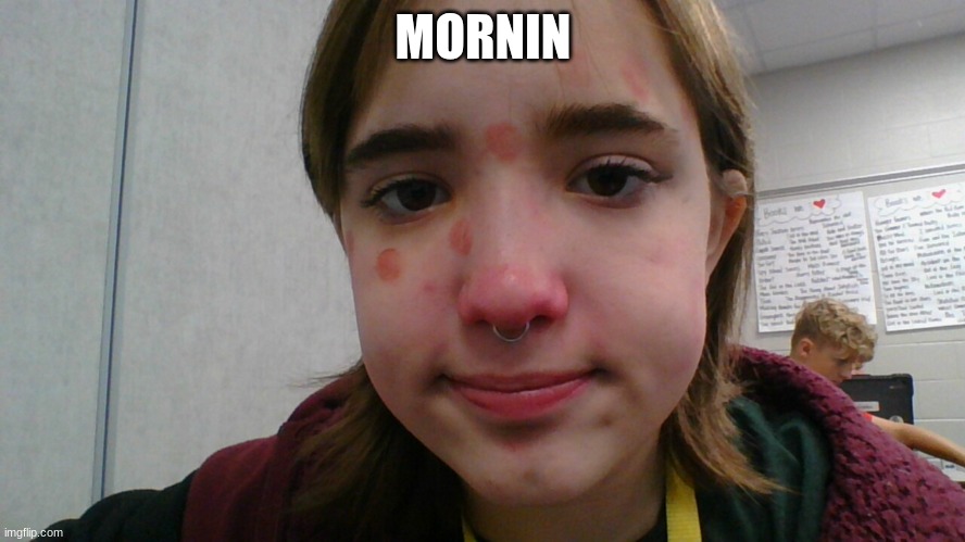 finally didnt sleep till 2 pm | MORNIN | image tagged in ladybug | made w/ Imgflip meme maker
