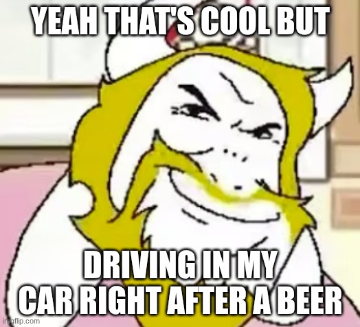 Bergentruckung | YEAH THAT'S COOL BUT DRIVING IN MY CAR RIGHT AFTER A BEER | image tagged in bergentruckung | made w/ Imgflip meme maker