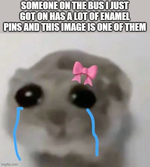 crine haper | SOMEONE ON THE BUS I JUST GOT ON HAS A LOT OF ENAMEL PINS AND THIS IMAGE IS ONE OF THEM | made w/ Imgflip meme maker