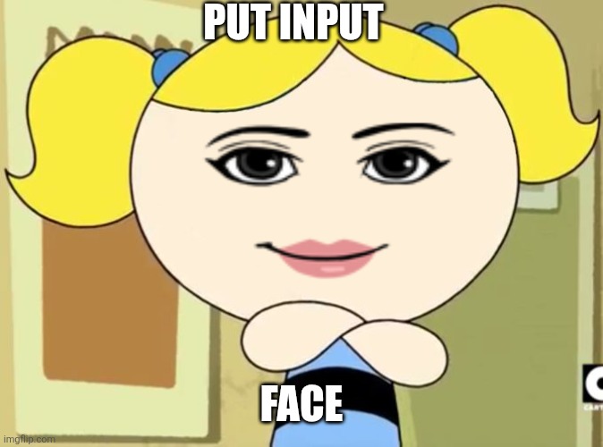 INSERT FACE HERE | PUT INPUT; FACE | image tagged in insert face here | made w/ Imgflip meme maker