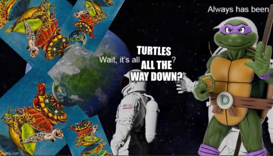 And the imgflip.com logo watermark in the bottom lefty corner? | image tagged in turtles,wait its all | made w/ Imgflip meme maker