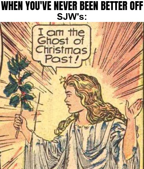 WHEN YOU'VE NEVER BEEN BETTER OFF; SJW's: | image tagged in sjws,woke,sarcasm | made w/ Imgflip meme maker
