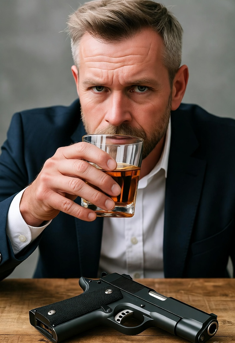 Peter Hegseth Drinking Whiskey with a Colt .45 1911 Blank Meme Template