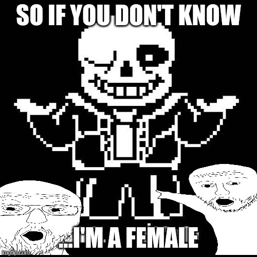 who did and didn't know? | SO IF YOU DON'T KNOW; ...I'M A FEMALE | image tagged in sans undertale | made w/ Imgflip meme maker
