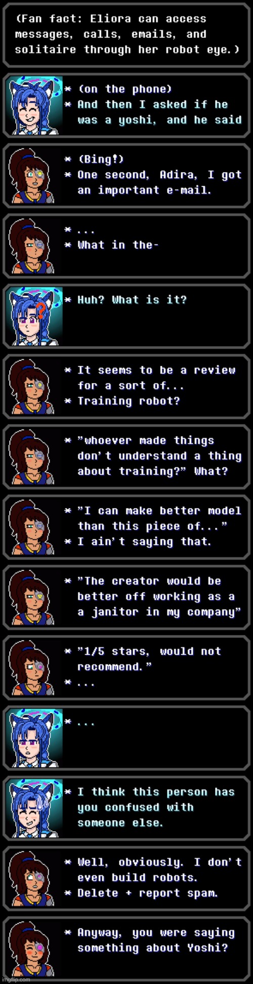 No, this is not canon at all, this is just an offshoot because funni (and TOAA asked) | image tagged in corruption,textbox,not canon,adira,eliora,parody | made w/ Imgflip meme maker
