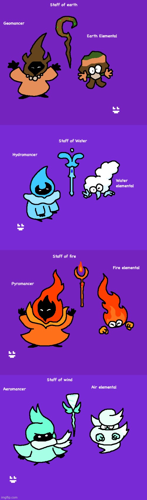 My little elemental guys and their humanoid counterparts | made w/ Imgflip meme maker